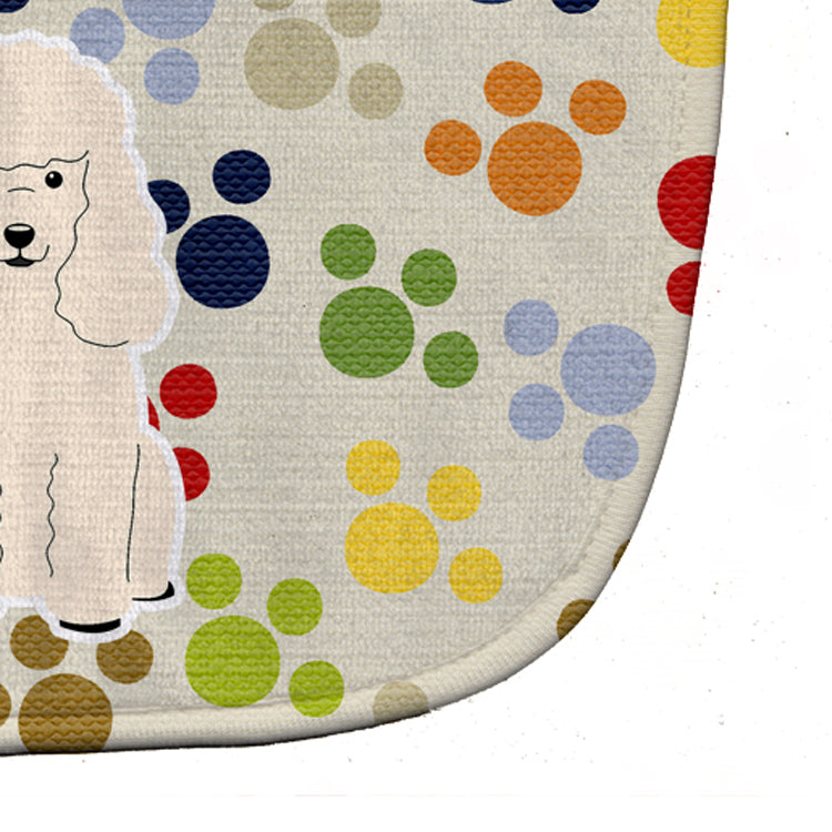 Pawprints Poodle White Baby Bib Easy-Clean Baby Bib Baby Feeding Accessory Baby Mealtime Essential, 10 x 13, Multicolor