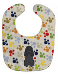 Pawprints Poodle Black Baby Bib Easy-Clean Baby Bib Baby Feeding Accessory Baby Mealtime Essential, 10 x 13, Multicolor
