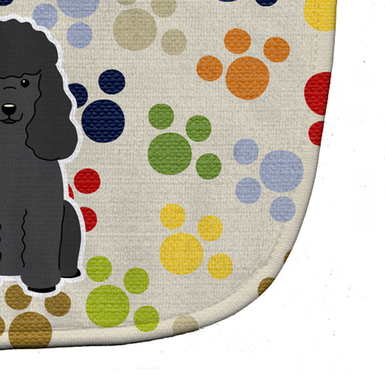 Pawprints Poodle Black Baby Bib Easy-Clean Baby Bib Baby Feeding Accessory Baby Mealtime Essential, 10 x 13, Multicolor