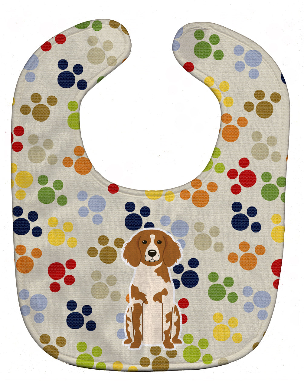 Pawprints Brittany Spaniel Baby Bib Easy-Clean Baby Bib Baby Feeding Accessory Baby Mealtime Essential, 10 x 13, Multicolor