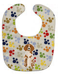 Pawprints Brittany Spaniel Baby Bib Easy-Clean Baby Bib Baby Feeding Accessory Baby Mealtime Essential, 10 x 13, Multicolor