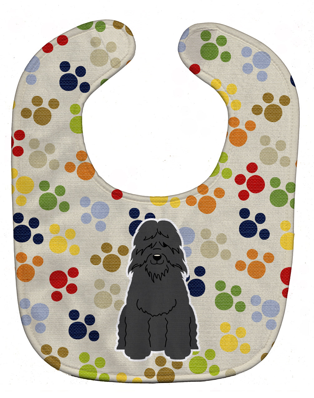 Pawprints Bouvier des Flandres Baby Bib Easy-Clean Baby Bib Baby Feeding Accessory Baby Mealtime Essential, 10 x 13, Multicolor