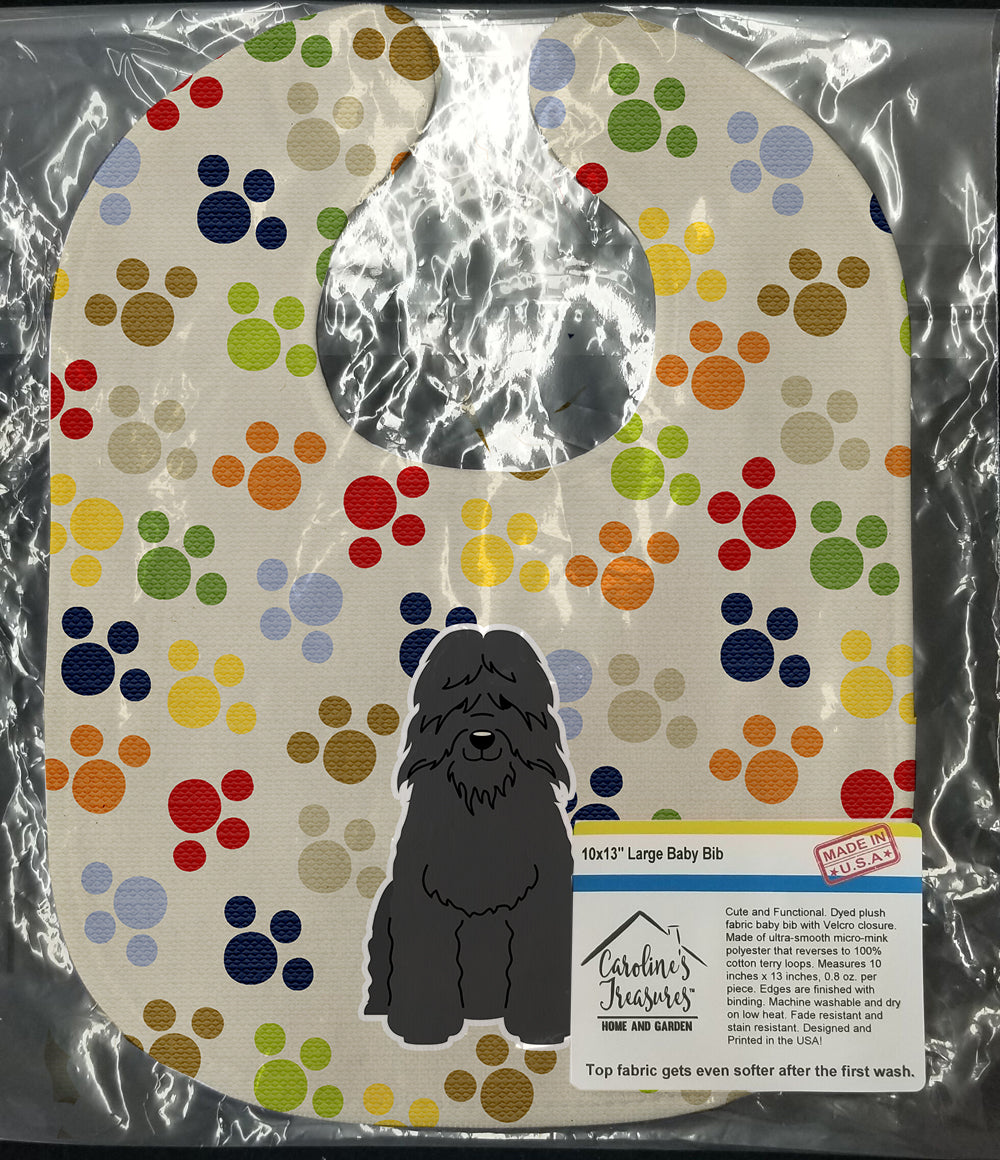 Pawprints Bouvier des Flandres Baby Bib Easy-Clean Baby Bib Baby Feeding Accessory Baby Mealtime Essential, 10 x 13, Multicolor
