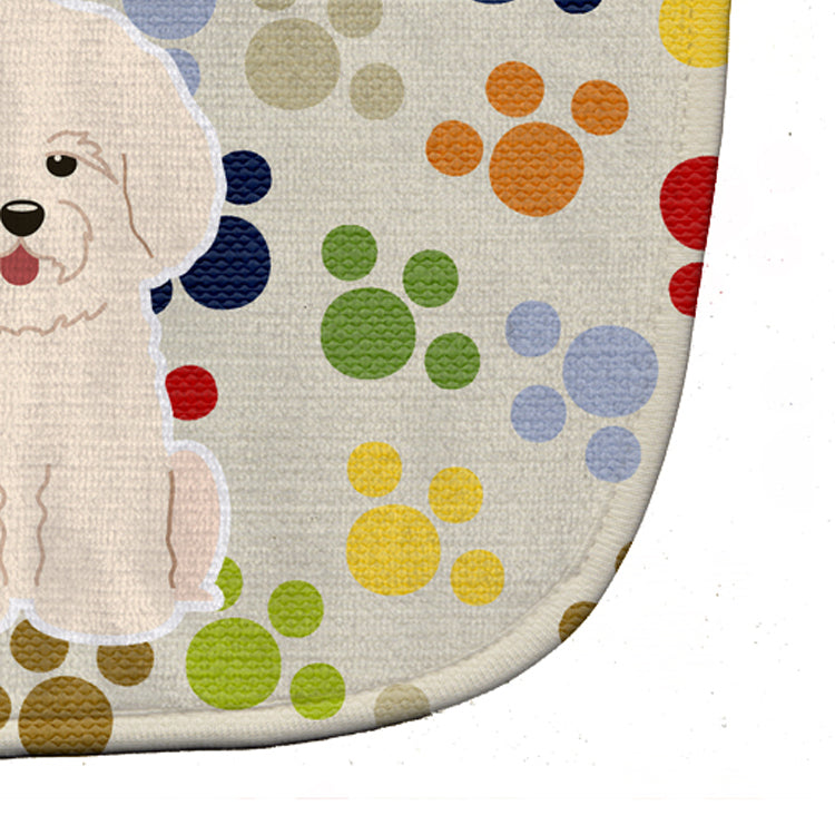 Pawprints Bichon Frise Baby Bib Easy-Clean Baby Bib Baby Feeding Accessory Baby Mealtime Essential, 10 x 13, Multicolor