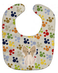 Pawprints Papillon Sable White Baby Bib Easy-Clean Baby Bib Baby Feeding Accessory Baby Mealtime Essential, 10 x 13, Multicolor