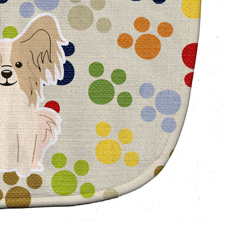 Pawprints Papillon Sable White Baby Bib Easy-Clean Baby Bib Baby Feeding Accessory Baby Mealtime Essential, 10 x 13, Multicolor