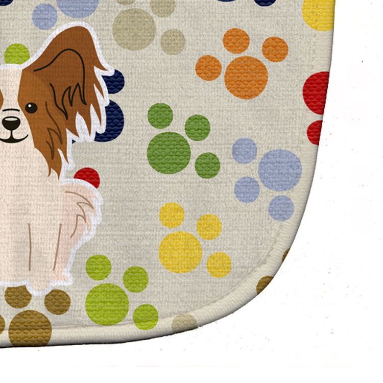 Pawprints Papillon Red White Baby Bib Easy-Clean Baby Bib Baby Feeding Accessory Baby Mealtime Essential, 10 x 13, Multicolor