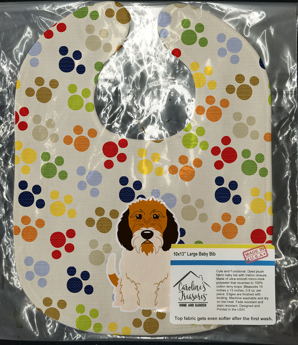 Pawprints Petit Basset Griffon Veenden Baby Bib Easy-Clean Baby Bib Baby Feeding Accessory Baby Mealtime Essential, 10 x 13, Multicolor