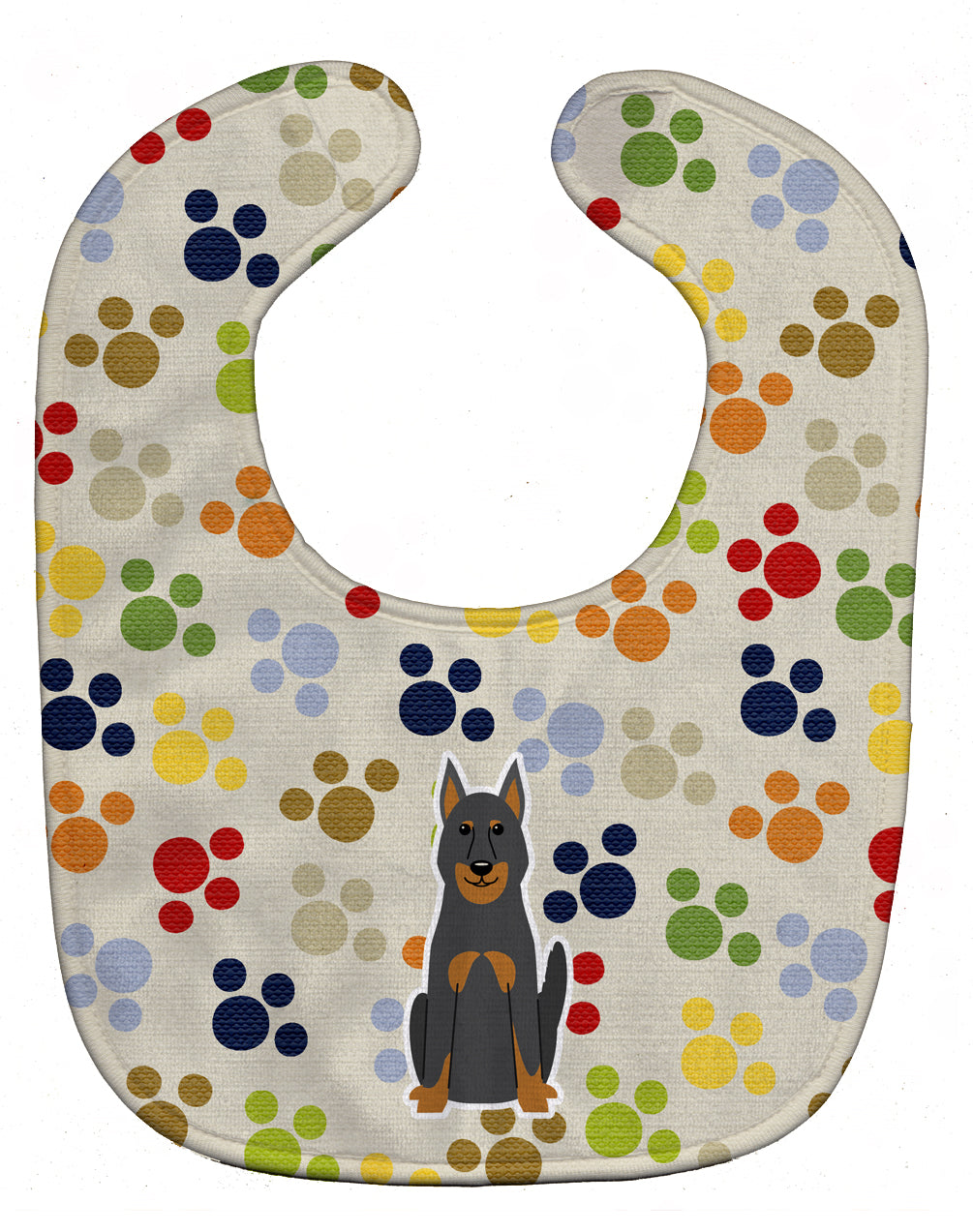 Pawprints Beauce Shepherd Dog Baby Bib Easy-Clean Baby Bib Baby Feeding Accessory Baby Mealtime Essential, 10 x 13, Multicolor