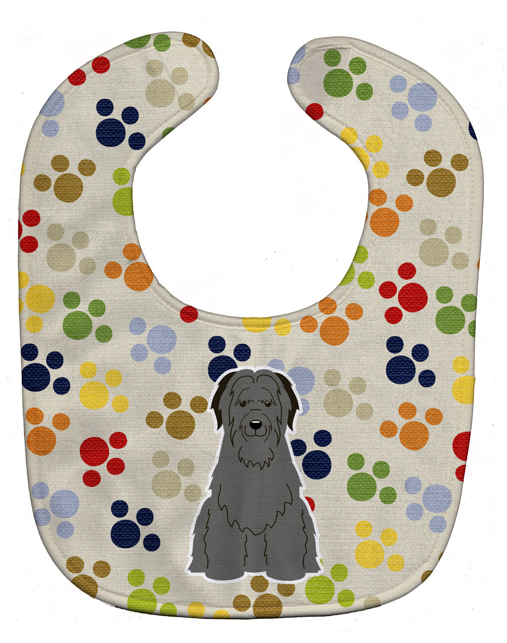 Pawprints Briard Black Baby Bib Easy-Clean Baby Bib Baby Feeding Accessory Baby Mealtime Essential, 10 x 13, Multicolor