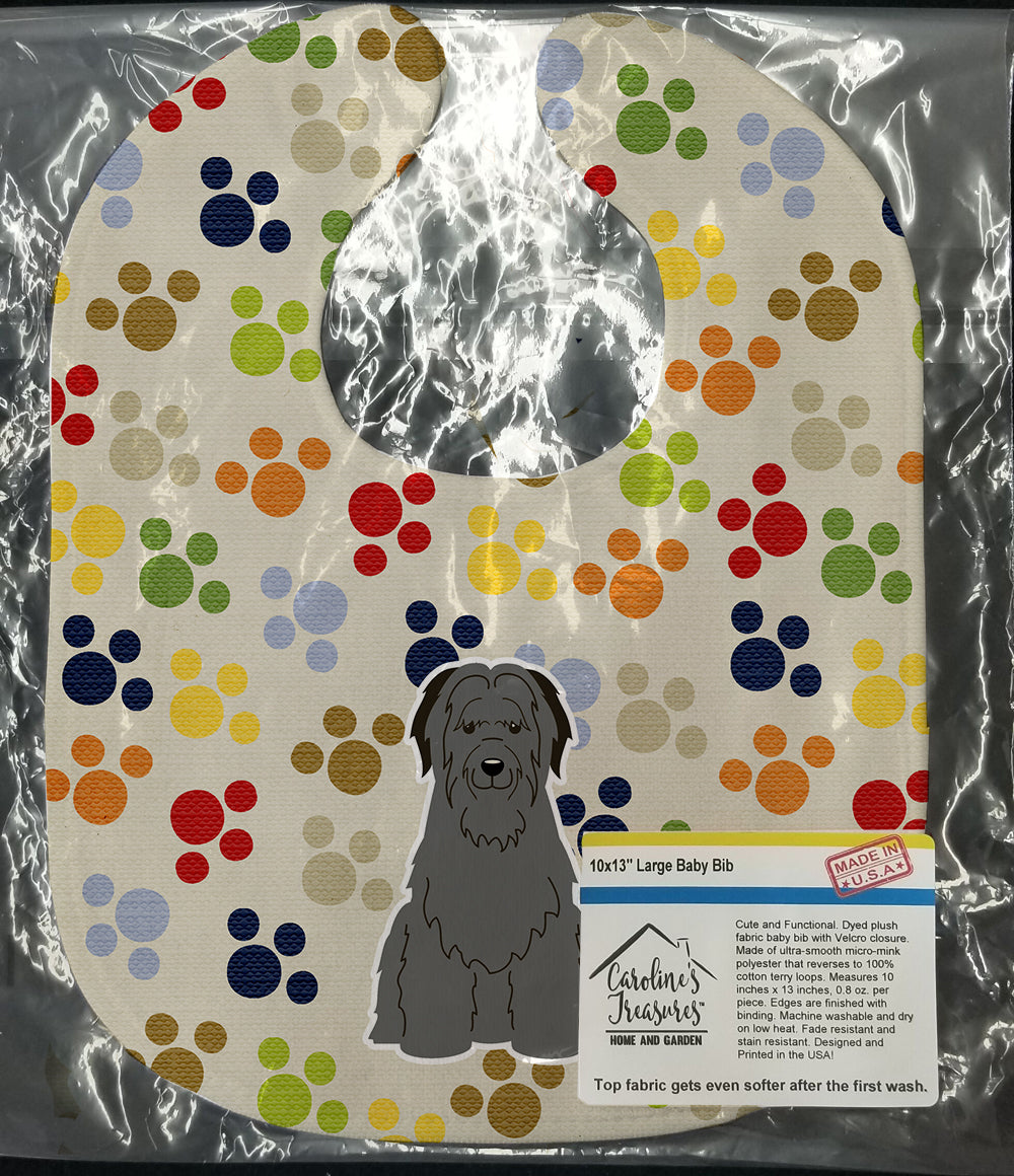 Pawprints Briard Black Baby Bib Easy-Clean Baby Bib Baby Feeding Accessory Baby Mealtime Essential, 10 x 13, Multicolor