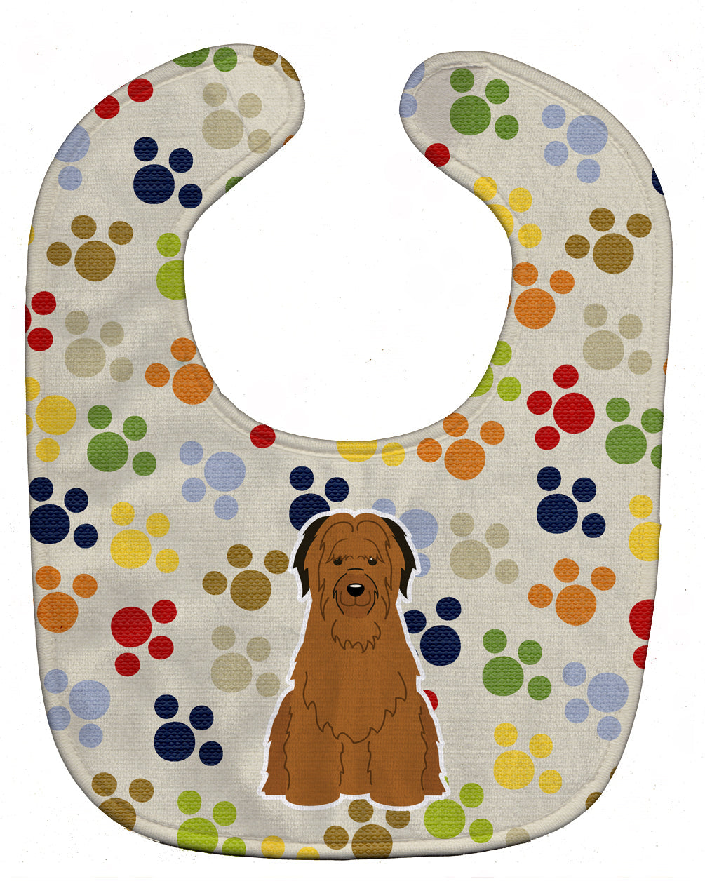 Pawprints Briard Brown Baby Bib Easy-Clean Baby Bib Baby Feeding Accessory Baby Mealtime Essential, 10 x 13, Multicolor