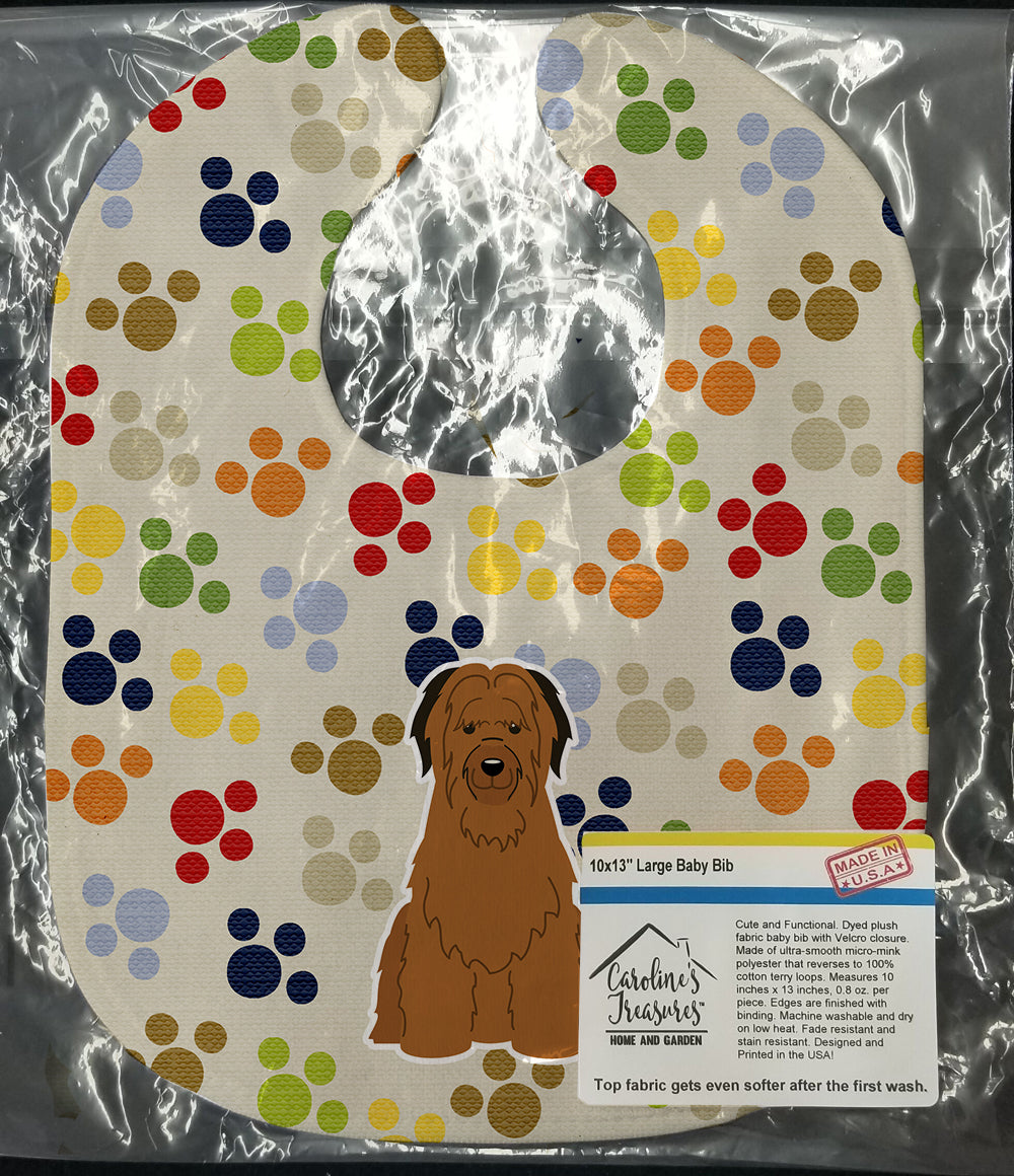 Pawprints Briard Brown Baby Bib Easy-Clean Baby Bib Baby Feeding Accessory Baby Mealtime Essential, 10 x 13, Multicolor