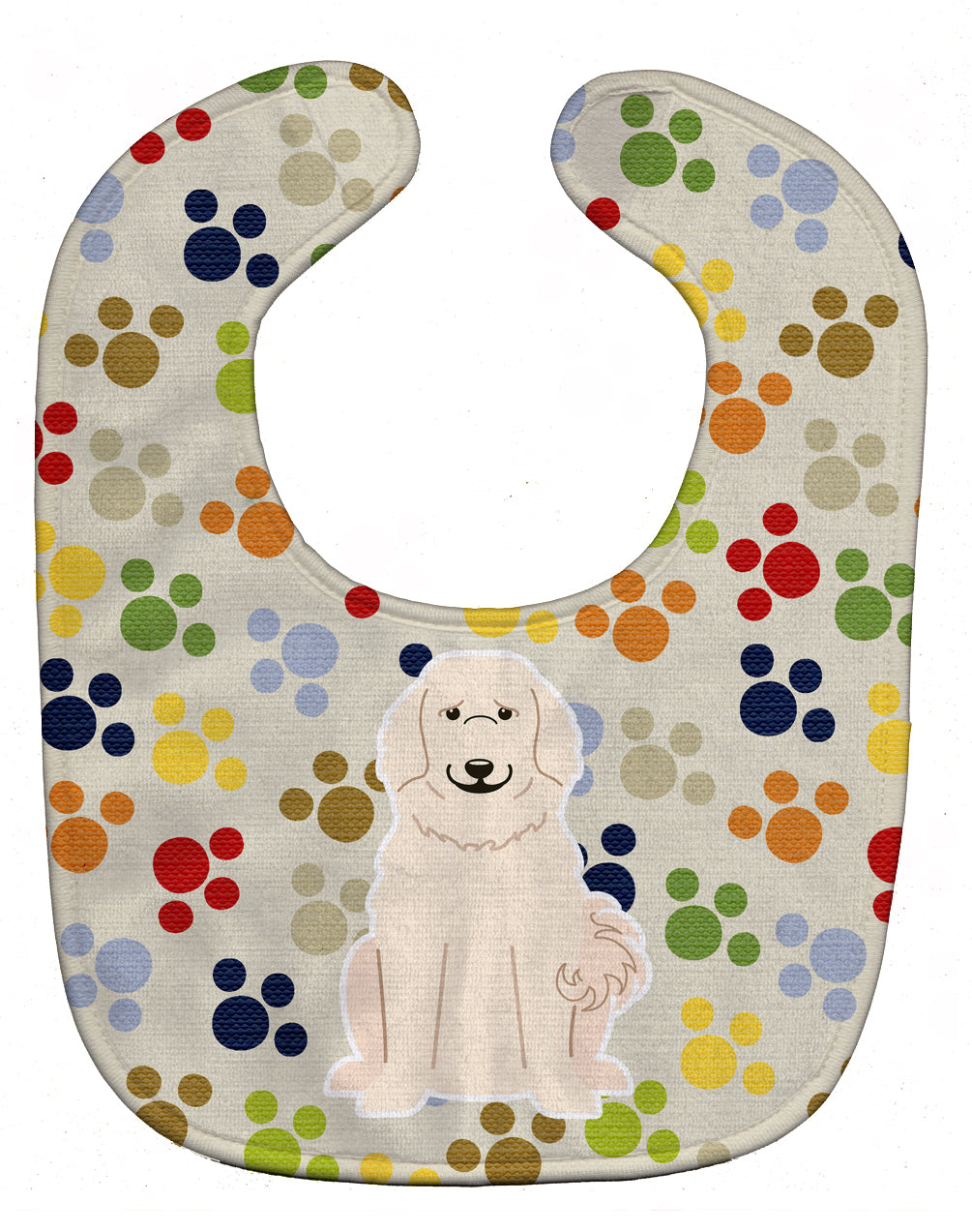 Pawprints Great Pyrenese Baby Bib Easy-Clean Baby Bib Baby Feeding Accessory Baby Mealtime Essential, 10 x 13, Multicolor