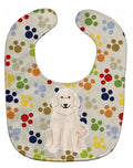 Pawprints Great Pyrenese Baby Bib Easy-Clean Baby Bib Baby Feeding Accessory Baby Mealtime Essential, 10 x 13, Multicolor