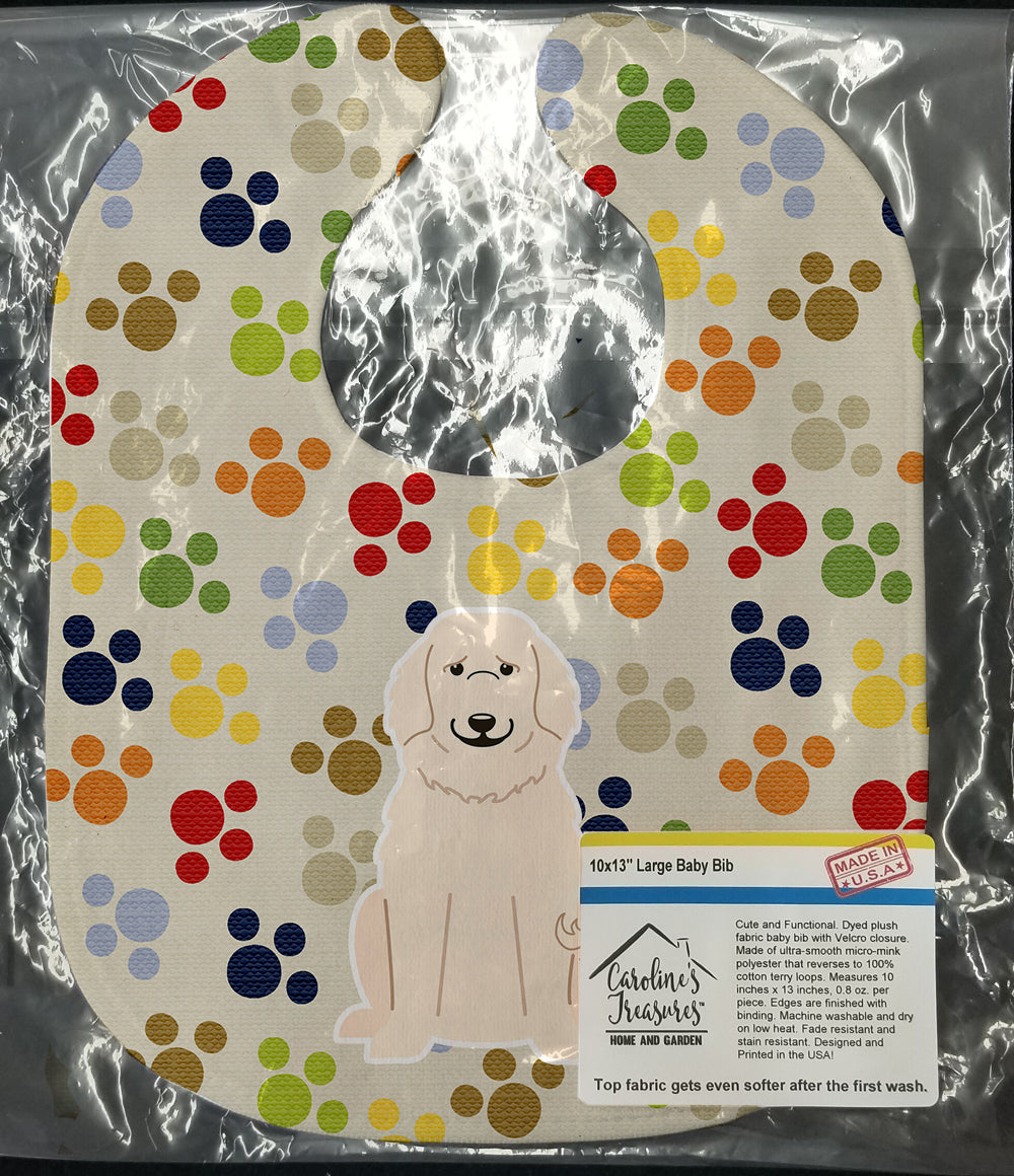 Pawprints Great Pyrenese Baby Bib Easy-Clean Baby Bib Baby Feeding Accessory Baby Mealtime Essential, 10 x 13, Multicolor