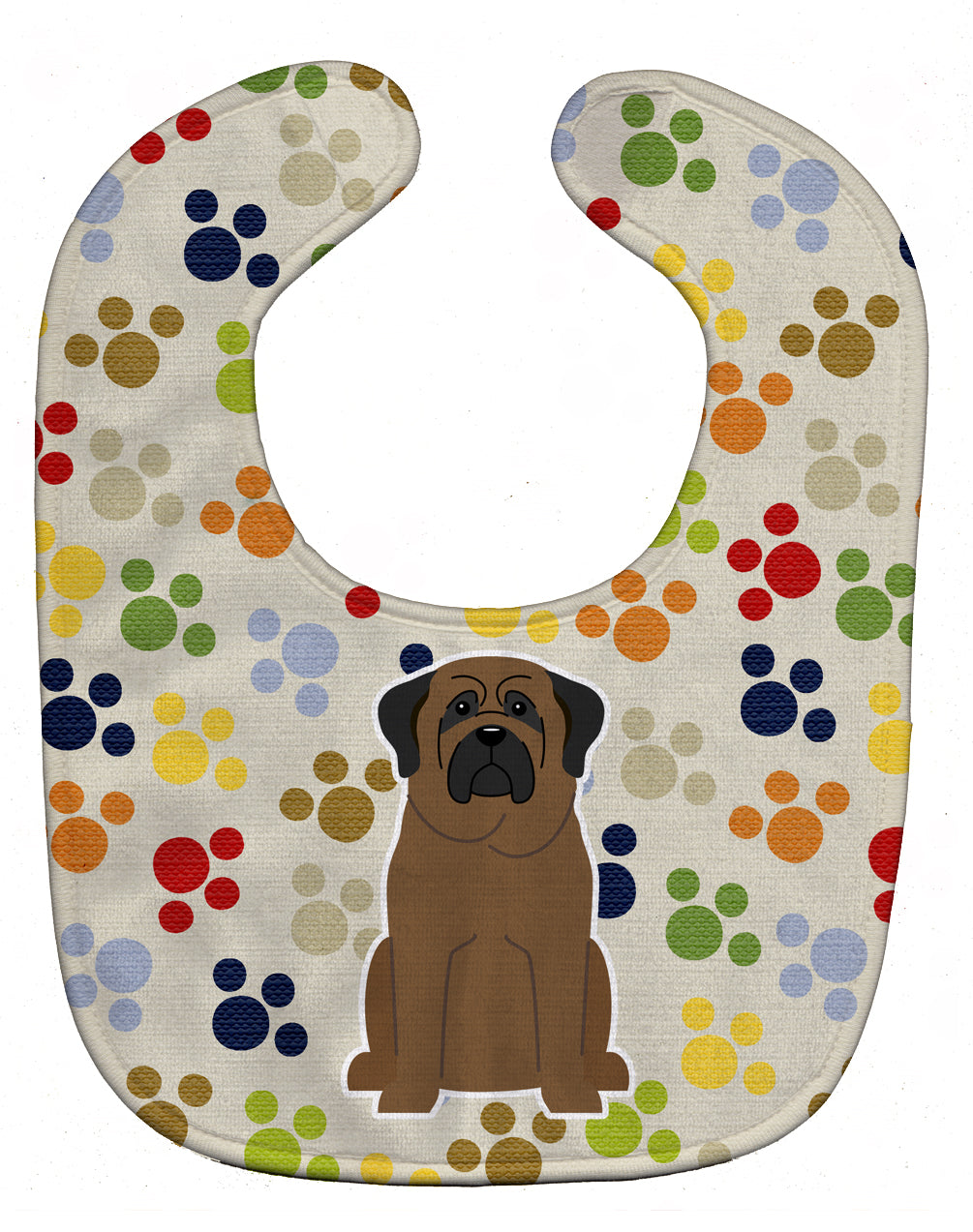 Pawprints Bullmastiff Baby Bib Easy-Clean Baby Bib Baby Feeding Accessory Baby Mealtime Essential, 10 x 13, Multicolor