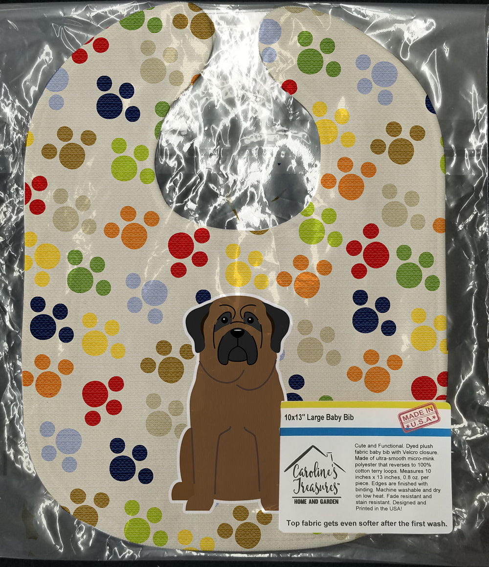 Pawprints Bullmastiff Baby Bib Easy-Clean Baby Bib Baby Feeding Accessory Baby Mealtime Essential, 10 x 13, Multicolor