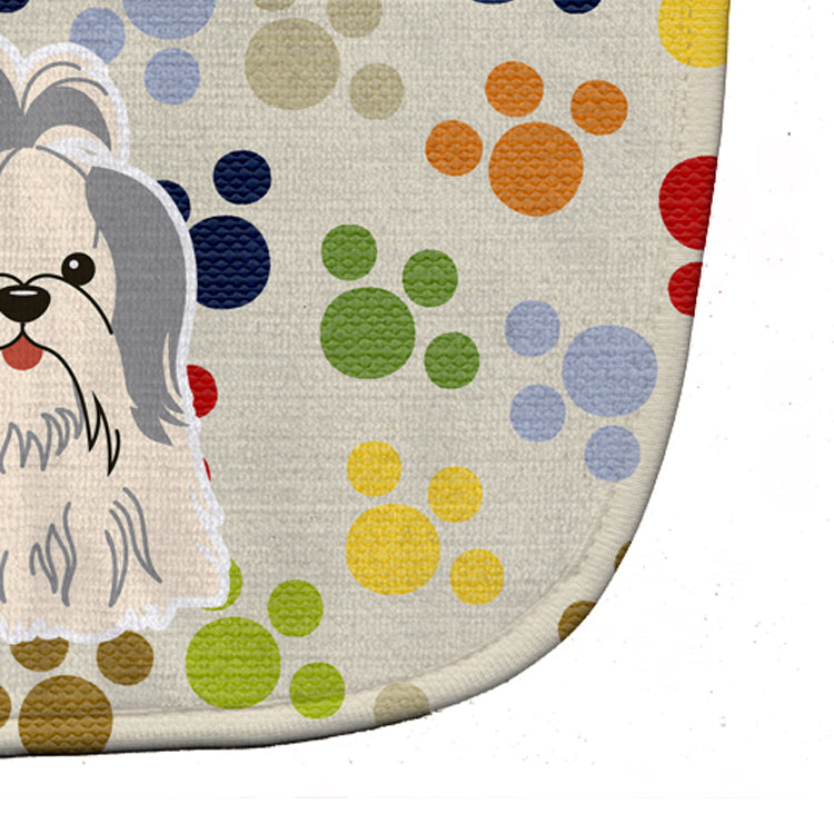 Pawprints Shih Tzu Silver White Baby Bib Easy-Clean Baby Bib Baby Feeding Accessory Baby Mealtime Essential, 10 x 13, Multicolor