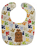 Pawprints Shih Tzu Silver Chocolate Baby Bib Easy-Clean Baby Bib Baby Feeding Accessory Baby Mealtime Essential, 10 x 13, Multicolor
