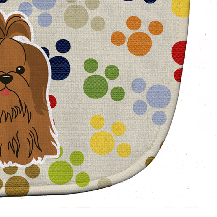Pawprints Shih Tzu Silver Chocolate Baby Bib Easy-Clean Baby Bib Baby Feeding Accessory Baby Mealtime Essential, 10 x 13, Multicolor