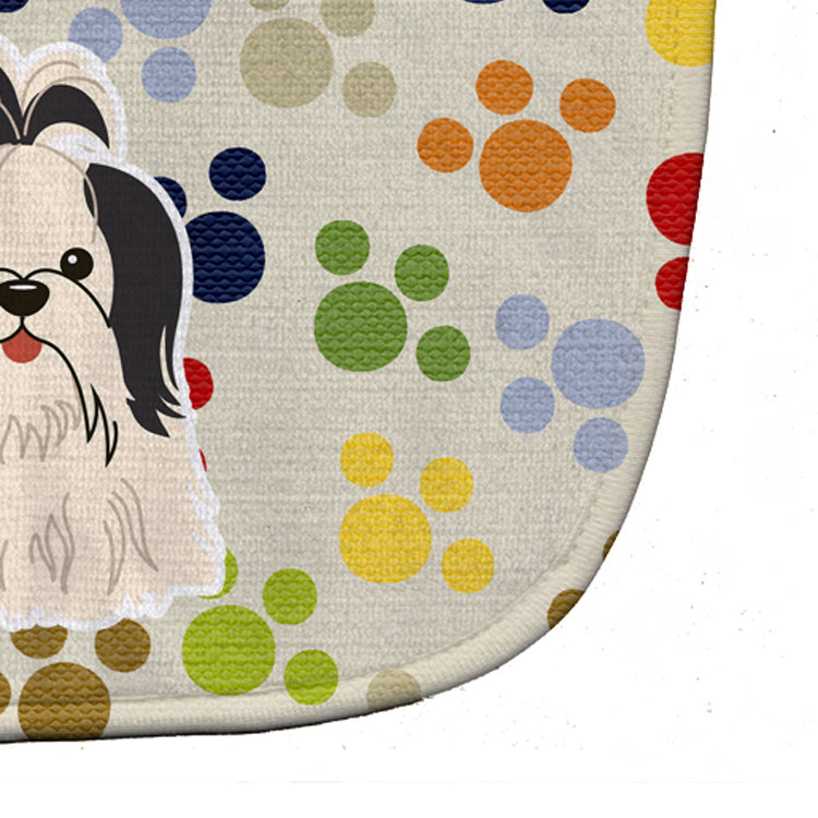Pawprints Shih Tzu Black White Baby Bib Easy-Clean Baby Bib Baby Feeding Accessory Baby Mealtime Essential, 10 x 13, Multicolor