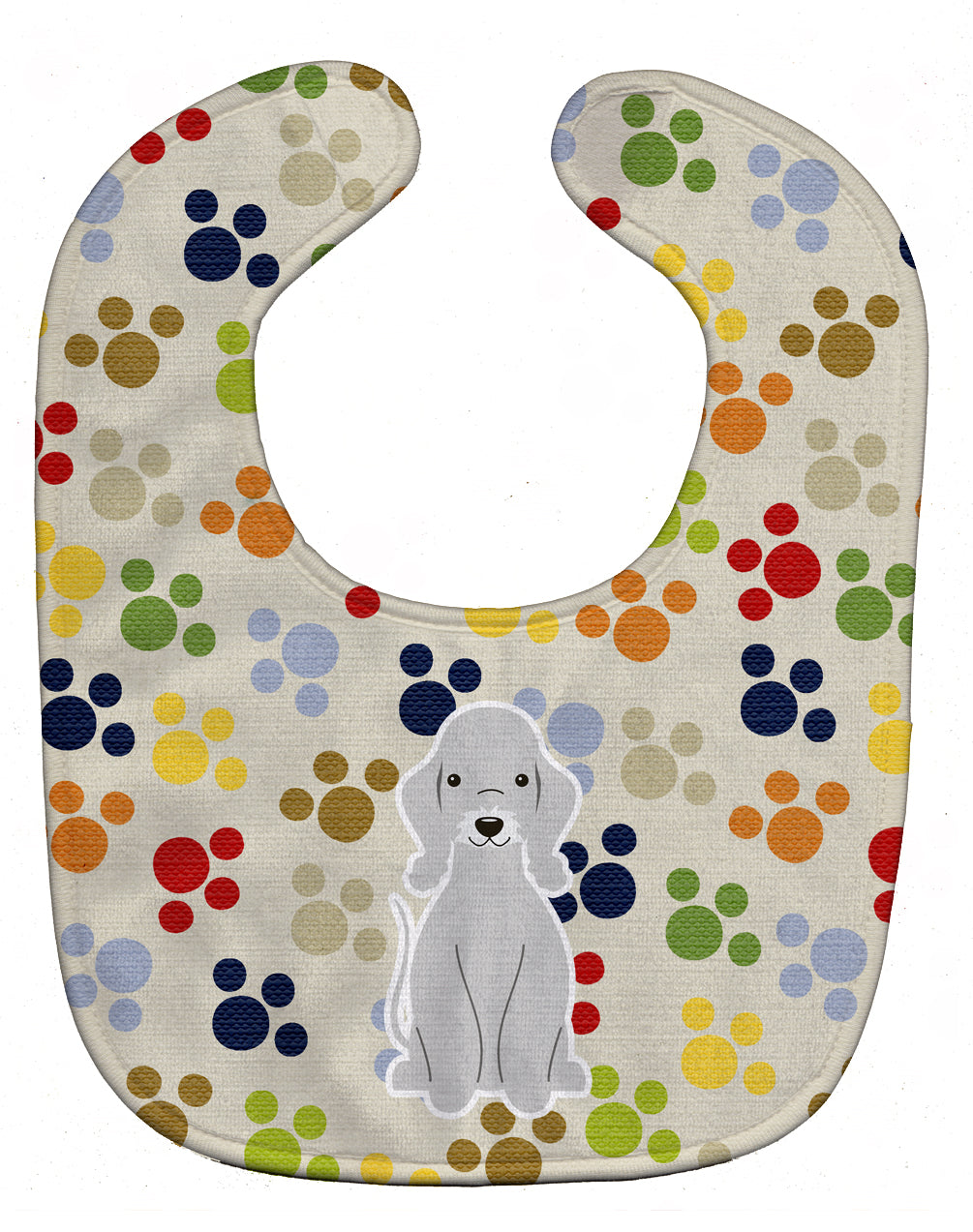 Pawprints Bedlington Terrier Blue Baby Bib Easy-Clean Baby Bib Baby Feeding Accessory Baby Mealtime Essential, 10 x 13, Multicolor