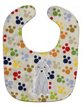Pawprints Bedlington Terrier Blue Baby Bib Easy-Clean Baby Bib Baby Feeding Accessory Baby Mealtime Essential, 10 x 13, Multicolor