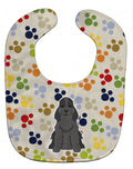 Pawprints Cocker Spaniel Black Baby Bib Easy-Clean Baby Bib Baby Feeding Accessory Baby Mealtime Essential, 10 x 13, Multicolor
