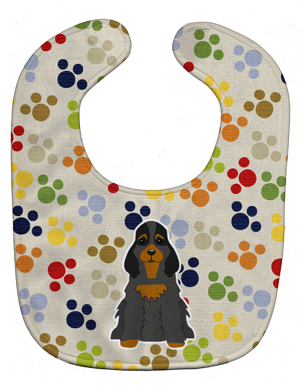 Pawprints Cocker Spaniel Black Tan Baby Bib Easy-Clean Baby Bib Baby Feeding Accessory Baby Mealtime Essential, 10 x 13, Multicolor