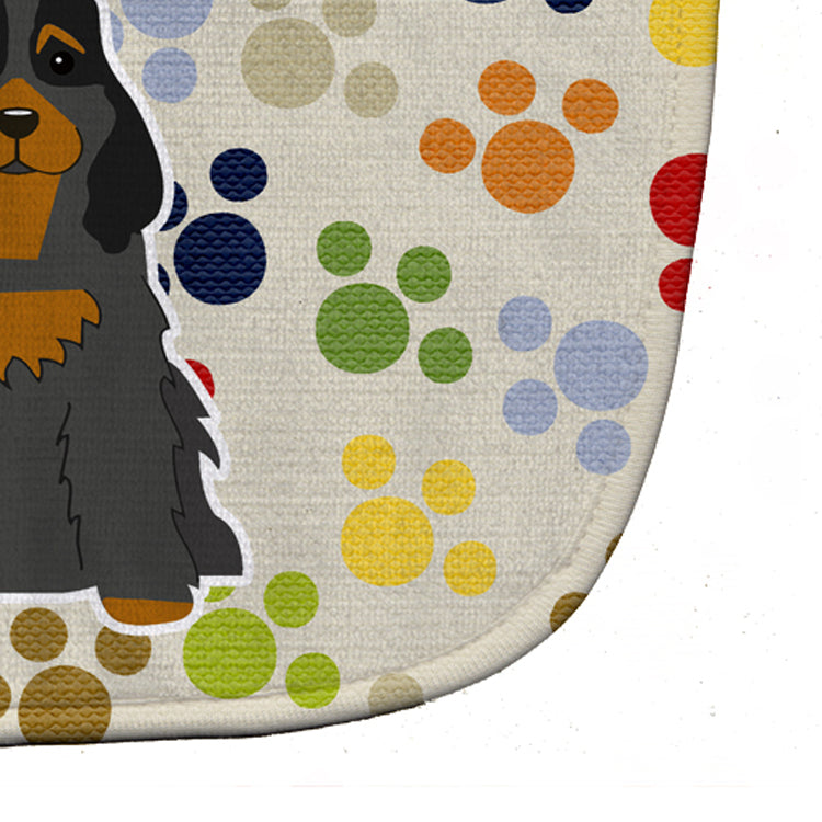 Pawprints Cocker Spaniel Black Tan Baby Bib Easy-Clean Baby Bib Baby Feeding Accessory Baby Mealtime Essential, 10 x 13, Multicolor