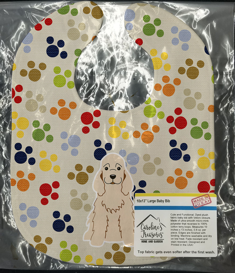 Pawprints Cocker Spaniel Buff Baby Bib Easy-Clean Baby Bib Baby Feeding Accessory Baby Mealtime Essential, 10 x 13, Multicolor