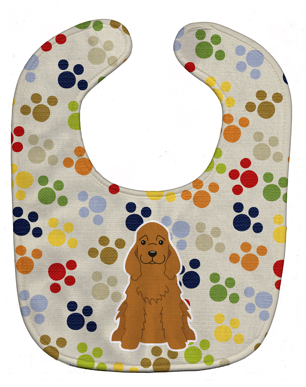 Pawprints Cocker Spaniel Red Baby Bib Easy-Clean Baby Bib Baby Feeding Accessory Baby Mealtime Essential, 10 x 13, Multicolor