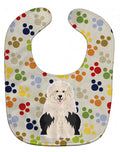 Pawprints Old English Sheepdog Baby Bib Easy-Clean Baby Bib Baby Feeding Accessory Baby Mealtime Essential, 10 x 13, Multicolor
