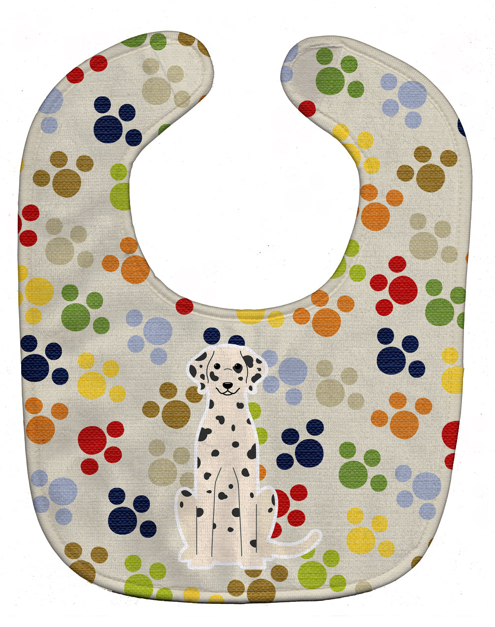 Pawprints Dalmatian Baby Bib Easy-Clean Baby Bib Baby Feeding Accessory Baby Mealtime Essential, 10 x 13, Multicolor