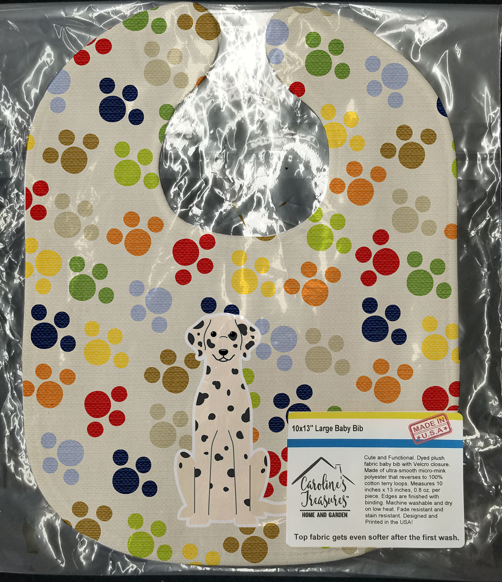Pawprints Dalmatian Baby Bib Easy-Clean Baby Bib Baby Feeding Accessory Baby Mealtime Essential, 10 x 13, Multicolor