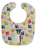 Pawprints Smooth Fox Terrier Baby Bib Easy-Clean Baby Bib Baby Feeding Accessory Baby Mealtime Essential, 10 x 13, Multicolor