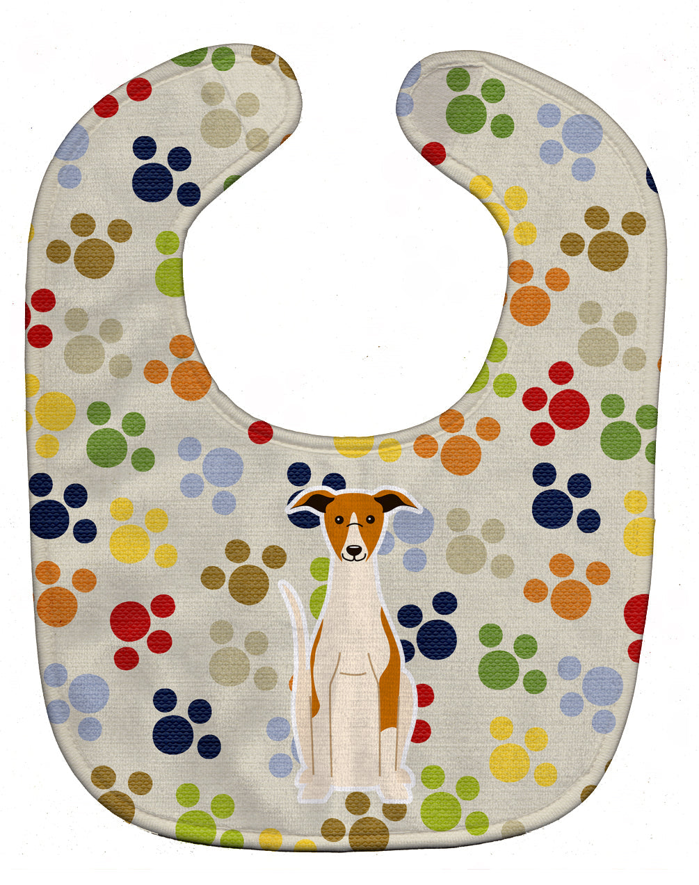 Pawprints Whippet Baby Bib Easy-Clean Baby Bib Baby Feeding Accessory Baby Mealtime Essential, 10 x 13, Multicolor