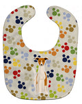 Pawprints Whippet Baby Bib Easy-Clean Baby Bib Baby Feeding Accessory Baby Mealtime Essential, 10 x 13, Multicolor