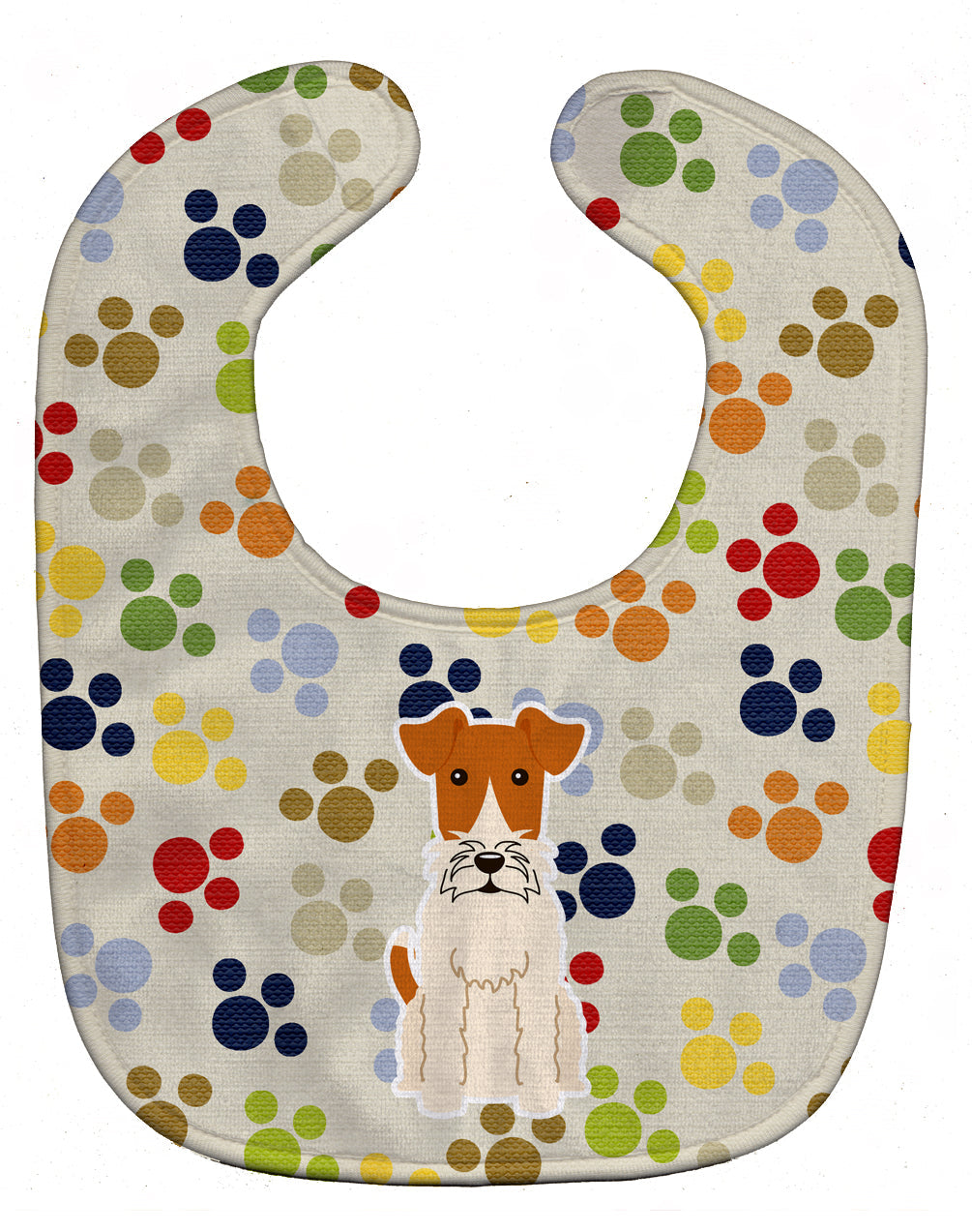 Pawprints Wire Fox Terrier Baby Bib Easy-Clean Baby Bib Baby Feeding Accessory Baby Mealtime Essential, 10 x 13, Multicolor