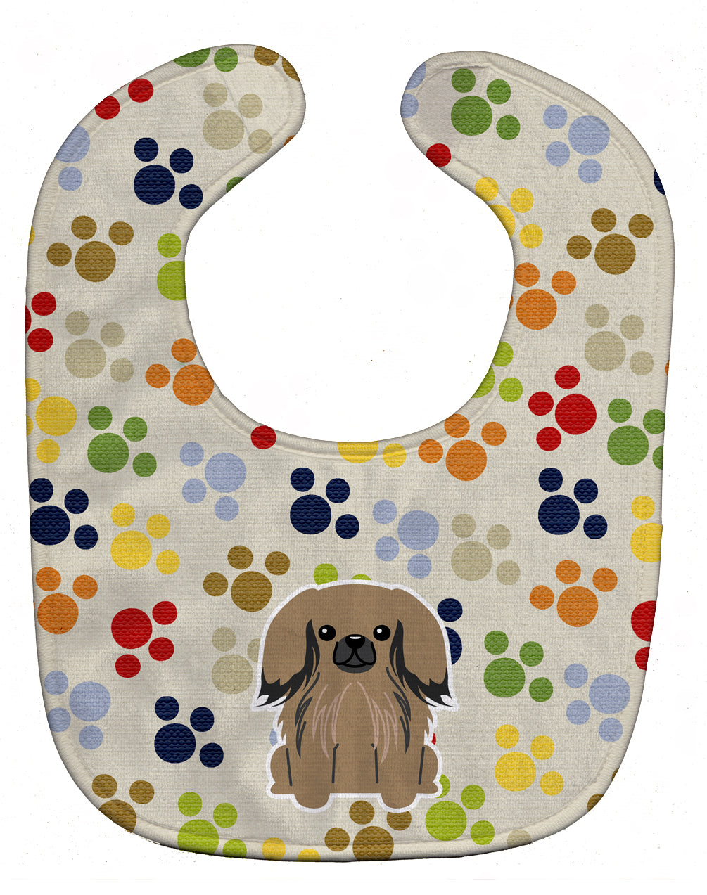 Pawprints Pekingese Tan Baby Bib Easy-Clean Baby Bib Baby Feeding Accessory Baby Mealtime Essential, 10 x 13, Multicolor