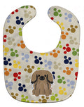 Pawprints Pekingese Tan Baby Bib Easy-Clean Baby Bib Baby Feeding Accessory Baby Mealtime Essential, 10 x 13, Multicolor