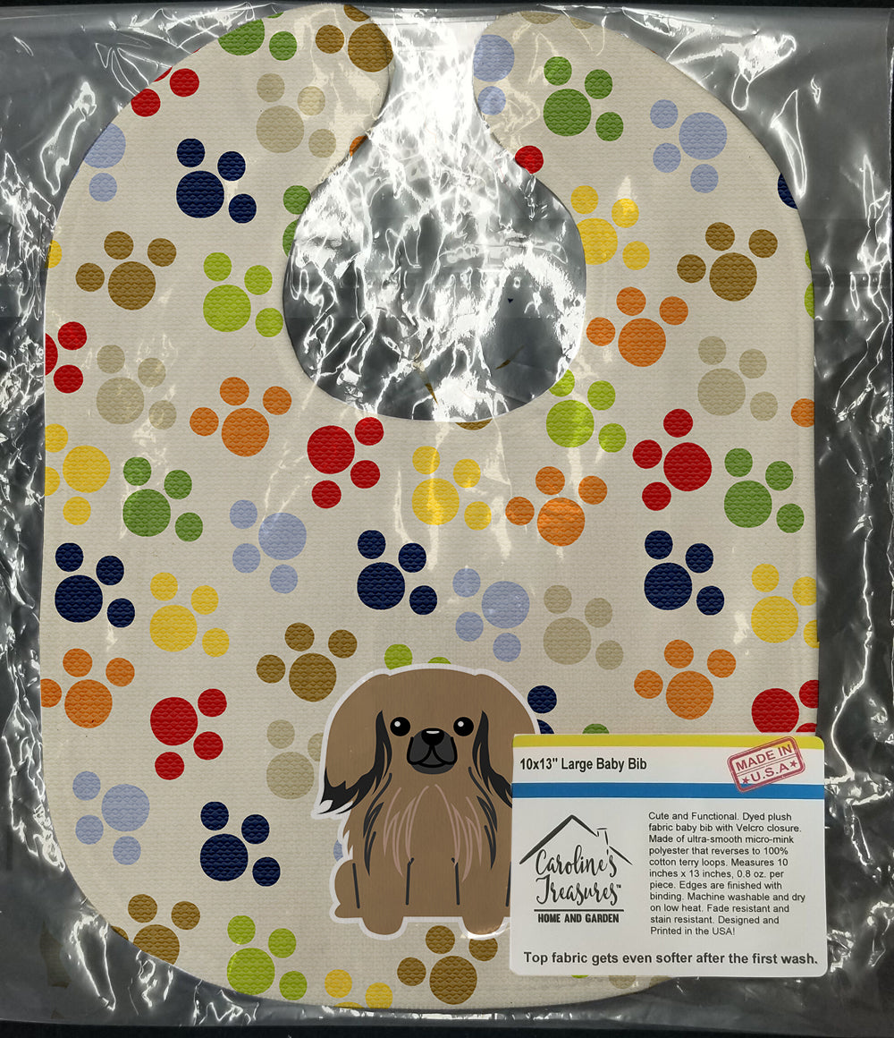 Pawprints Pekingese Tan Baby Bib Easy-Clean Baby Bib Baby Feeding Accessory Baby Mealtime Essential, 10 x 13, Multicolor