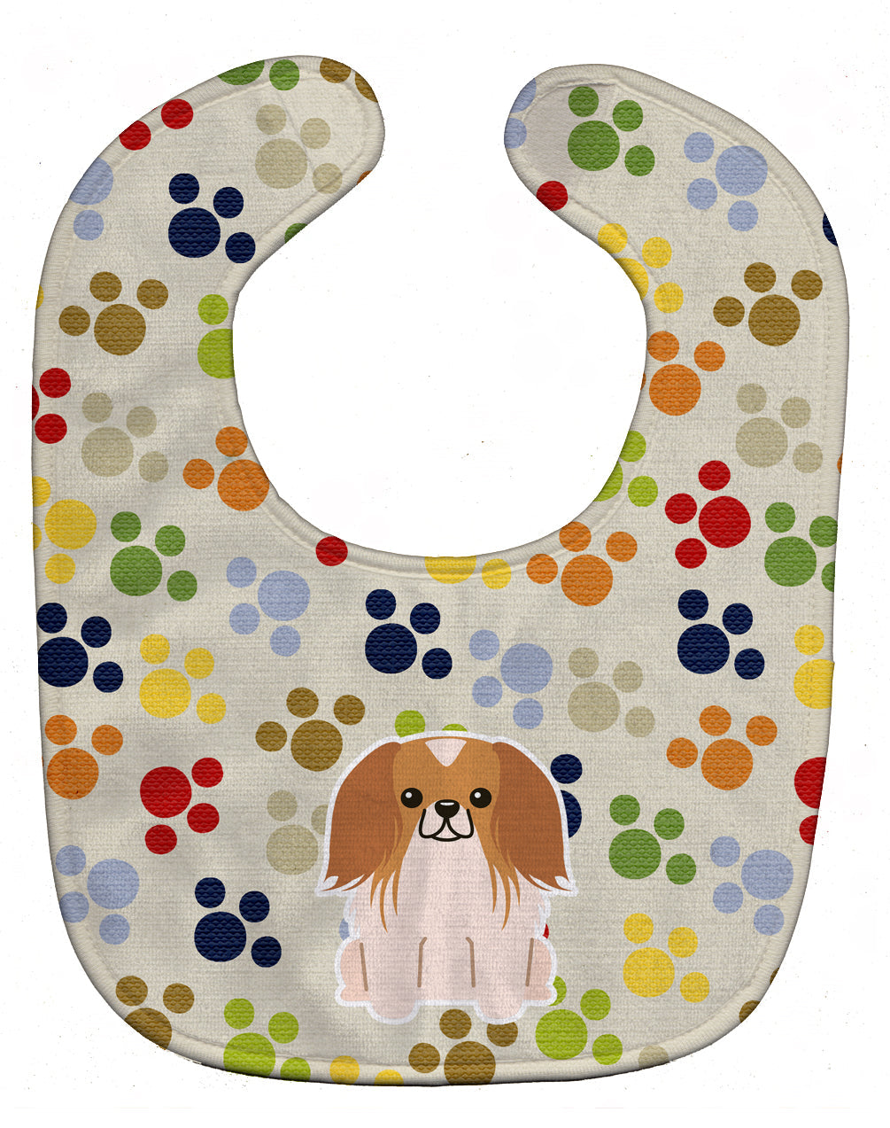 Pawprints Pekingese Red White Baby Bib Easy-Clean Baby Bib Baby Feeding Accessory Baby Mealtime Essential, 10 x 13, Multicolor