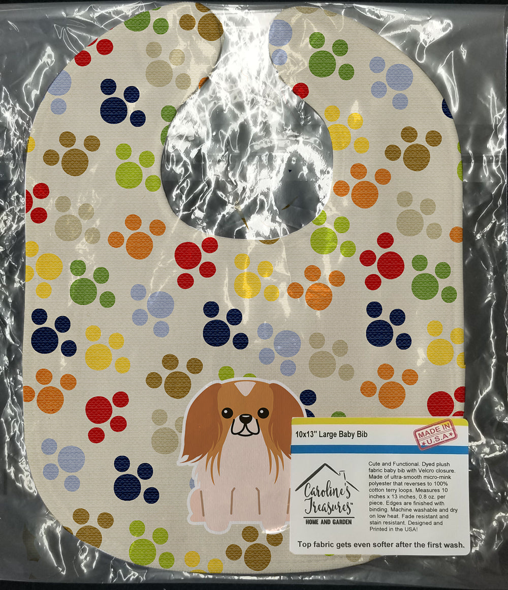 Pawprints Pekingese Red White Baby Bib Easy-Clean Baby Bib Baby Feeding Accessory Baby Mealtime Essential, 10 x 13, Multicolor