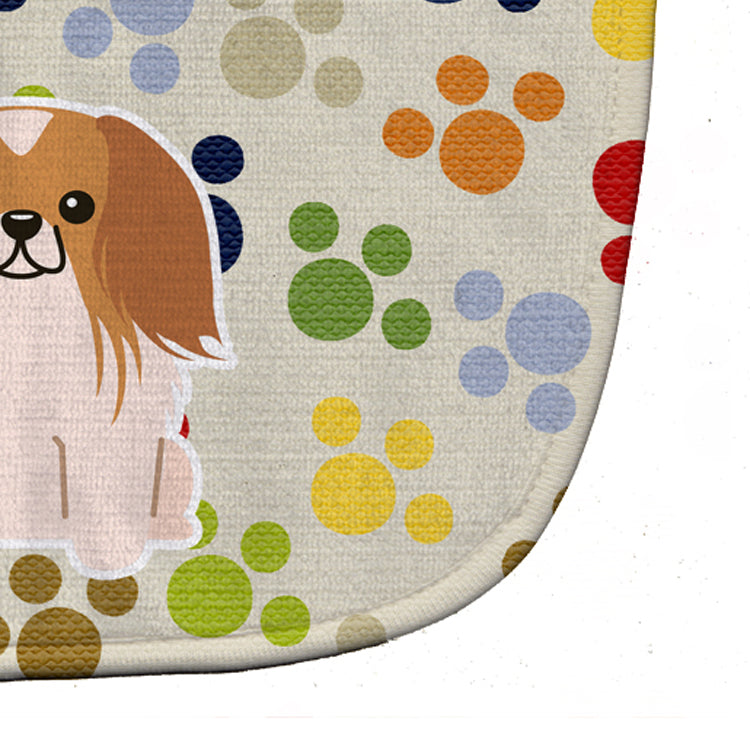 Pawprints Pekingese Red White Baby Bib Easy-Clean Baby Bib Baby Feeding Accessory Baby Mealtime Essential, 10 x 13, Multicolor