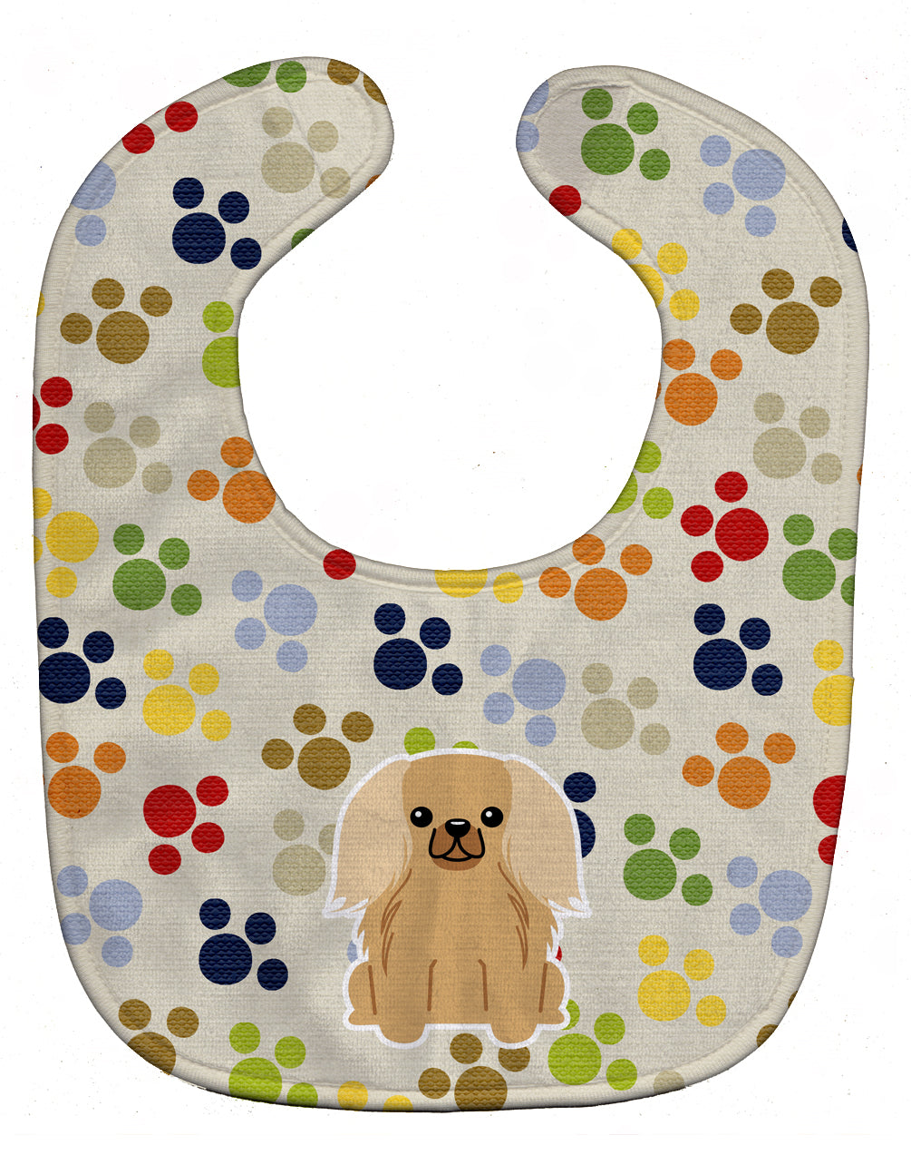 Pawprints Pekingese Fawn Sable Baby Bib Easy-Clean Baby Bib Baby Feeding Accessory Baby Mealtime Essential, 10 x 13, Multicolor