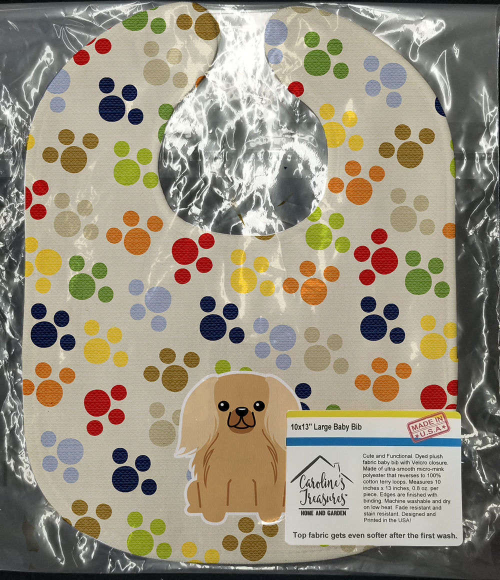 Pawprints Pekingese Fawn Sable Baby Bib Easy-Clean Baby Bib Baby Feeding Accessory Baby Mealtime Essential, 10 x 13, Multicolor