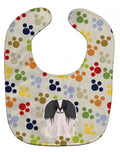 Pawprints Pekingese Black White Baby Bib Easy-Clean Baby Bib Baby Feeding Accessory Baby Mealtime Essential, 10 x 13, Multicolor