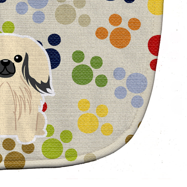 Pawprints Pekingese Cream Baby Bib Easy-Clean Baby Bib Baby Feeding Accessory Baby Mealtime Essential, 10 x 13, Multicolor